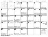 Calendar for September 2026 with holidays and events listed.