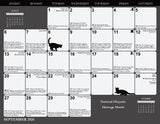 Calendar for September 2026 with black cat silhouettes  on some days.